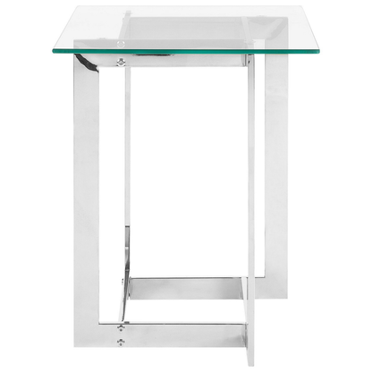 Tempered Glass Coffee Table 40 x 40cm Square Metal Base