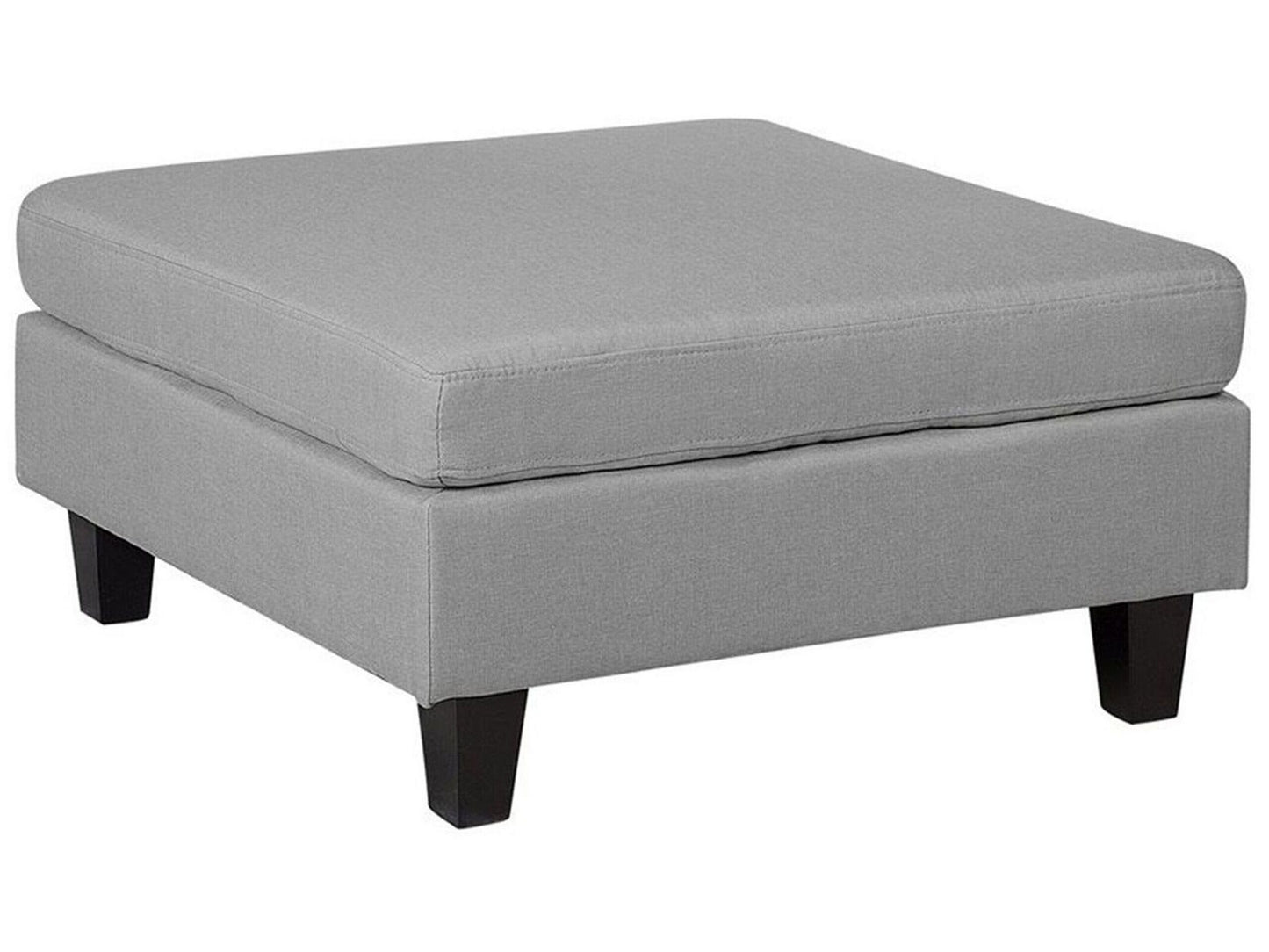 Ottoman Footstool Light Grey Fabric Square Minimalist