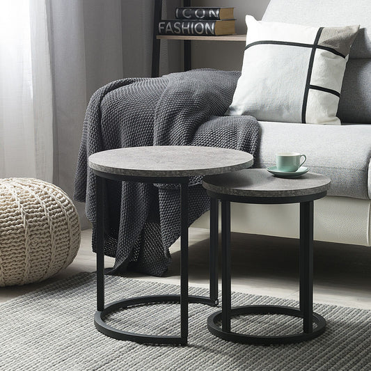 NovaNest Two Piece Nest Of Tables Dark Concrete Effect
