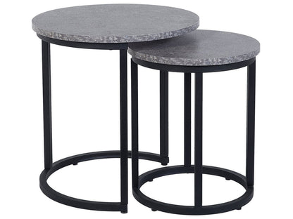 NovaNest Two Piece Nest Of Tables Dark Concrete Effect