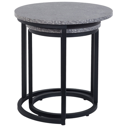 NovaNest Two Piece Nest Of Tables Dark Concrete Effect