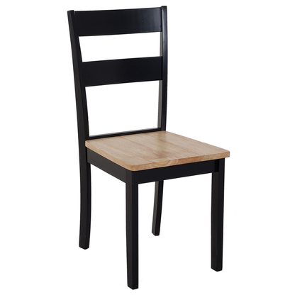 Set Of 2 Black Rubberwood Slat Back Dining Chairs