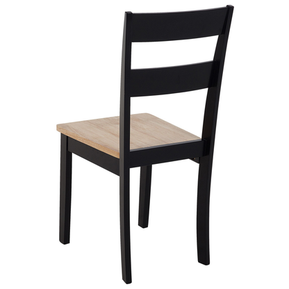 Set Of 2 Black Rubberwood Slat Back Dining Chairs