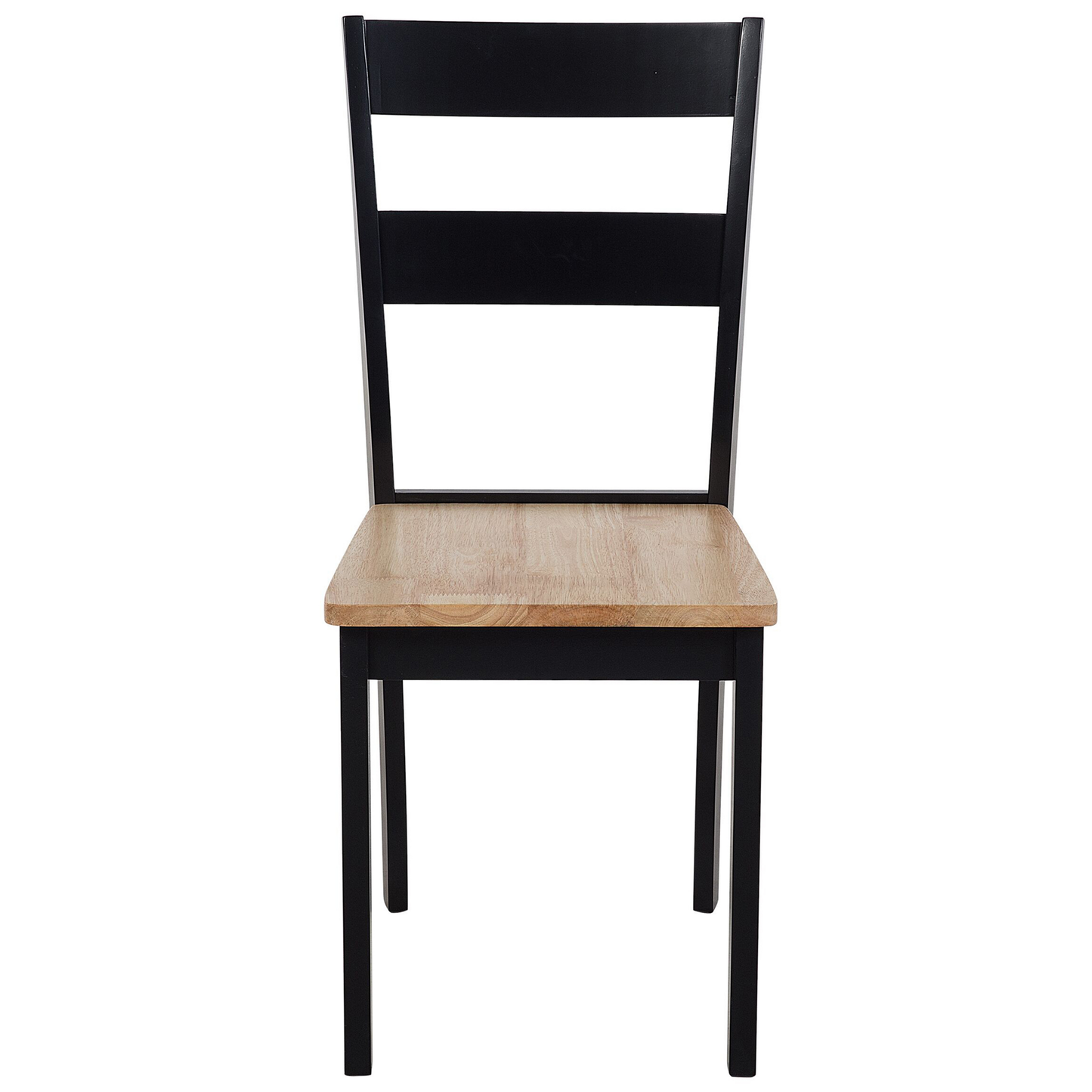 Set Of 2 Black Rubberwood Slat Back Dining Chairs