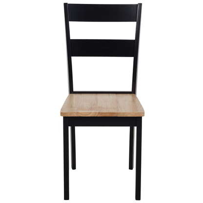 Set Of 2 Black Rubberwood Slat Back Dining Chairs