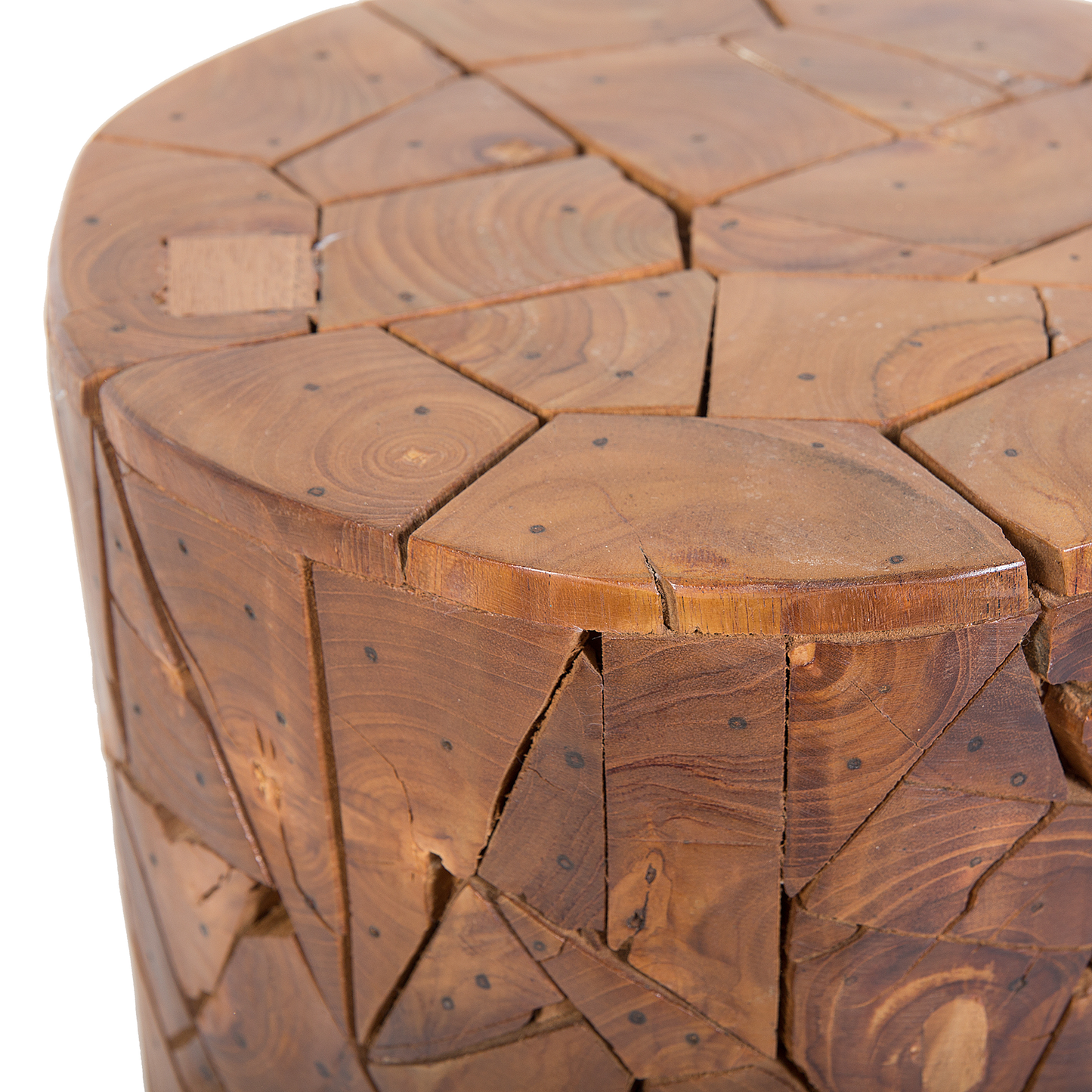 Side Table Round 30cm Natural Wood Retro Country