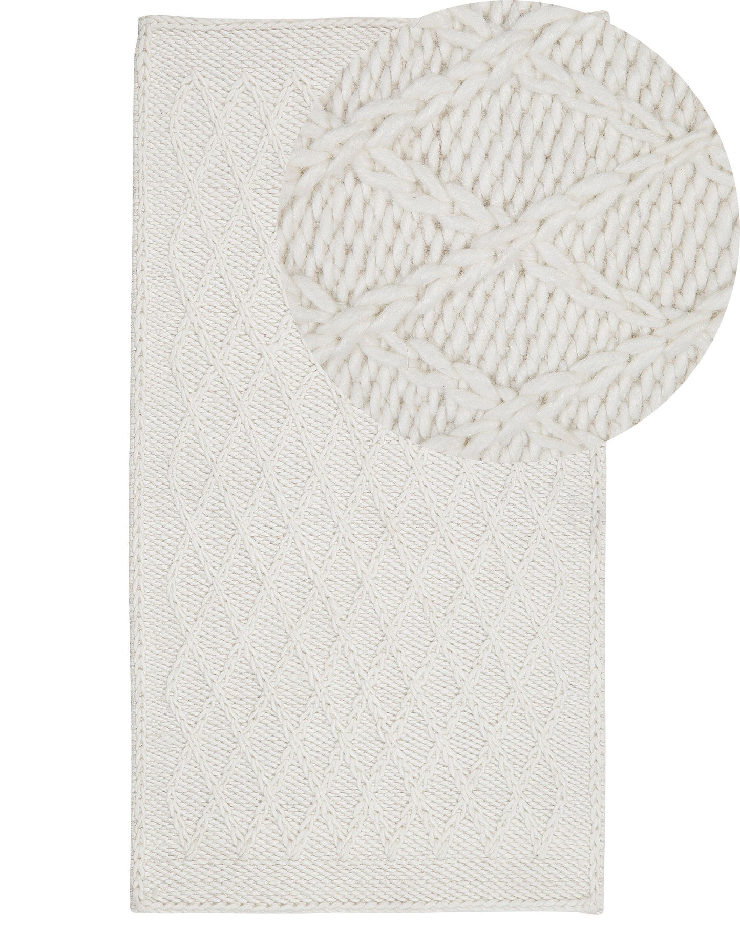 Off White Wool Viscose Area Rug 80 x 150 Hand Woven