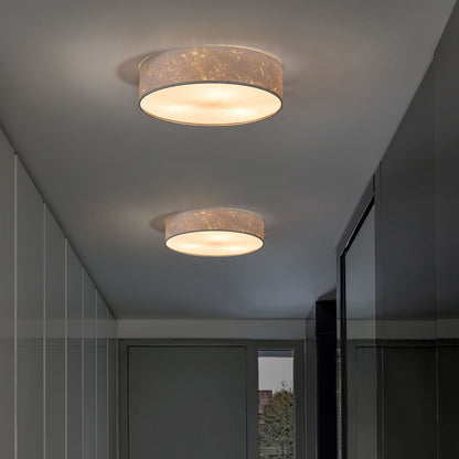 Boho Flush Lamp Silver Polycotton 45cm Drum Shade