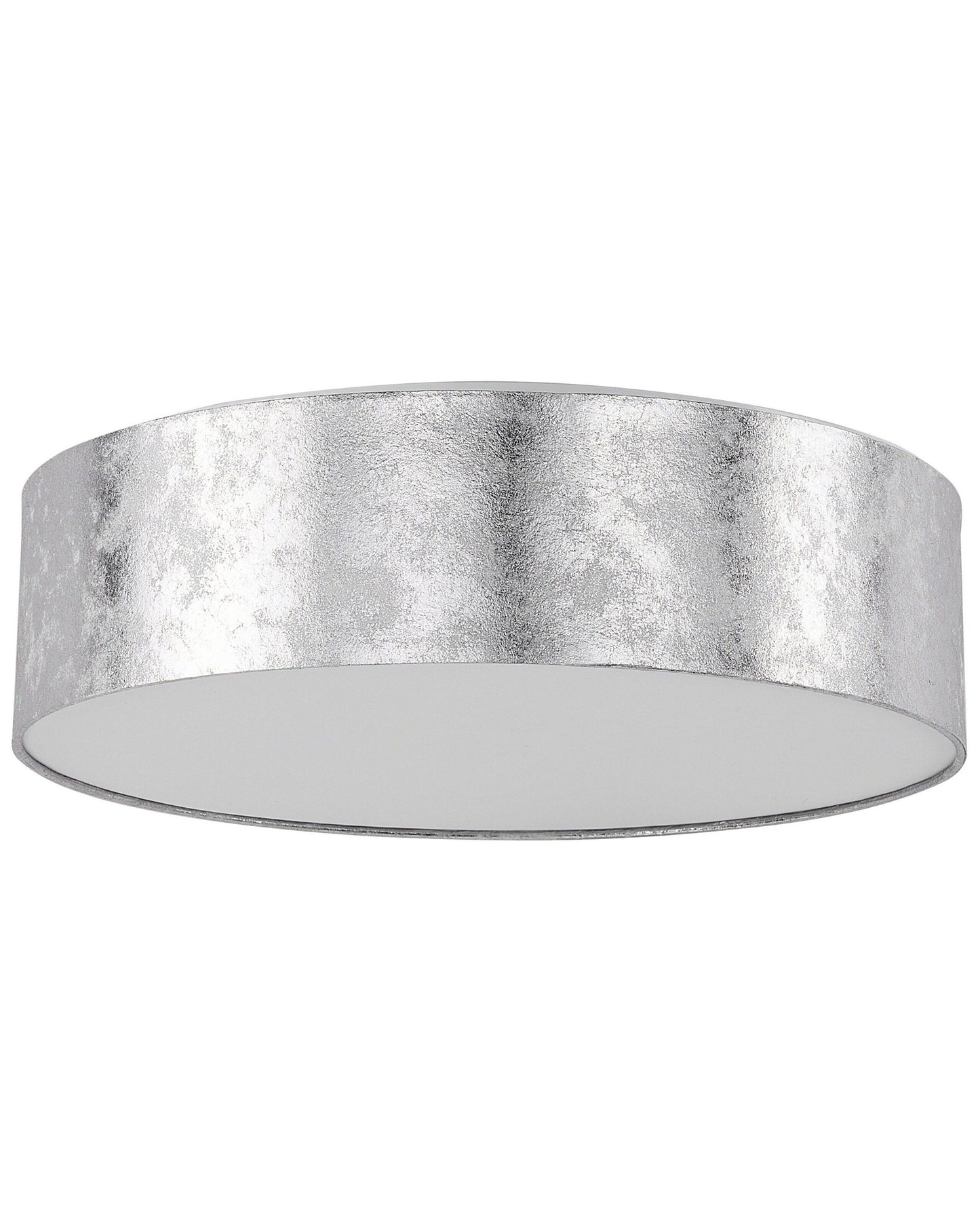 Boho Flush Lamp Silver Polycotton 45cm Drum Shade