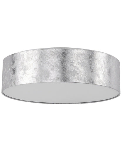 Boho Flush Lamp Silver Polycotton 45cm Drum Shade