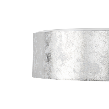 Boho Flush Lamp Silver Polycotton 45cm Drum Shade