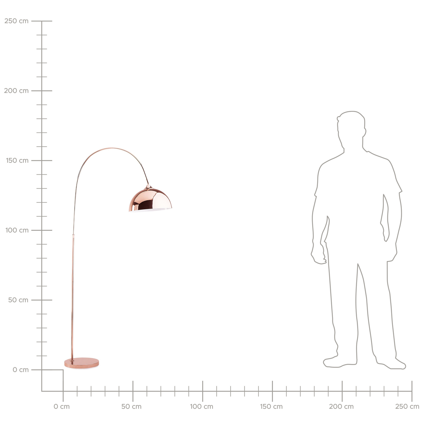 Home Copper Floor Lamp 160cm Curved Metal Retro Glamour