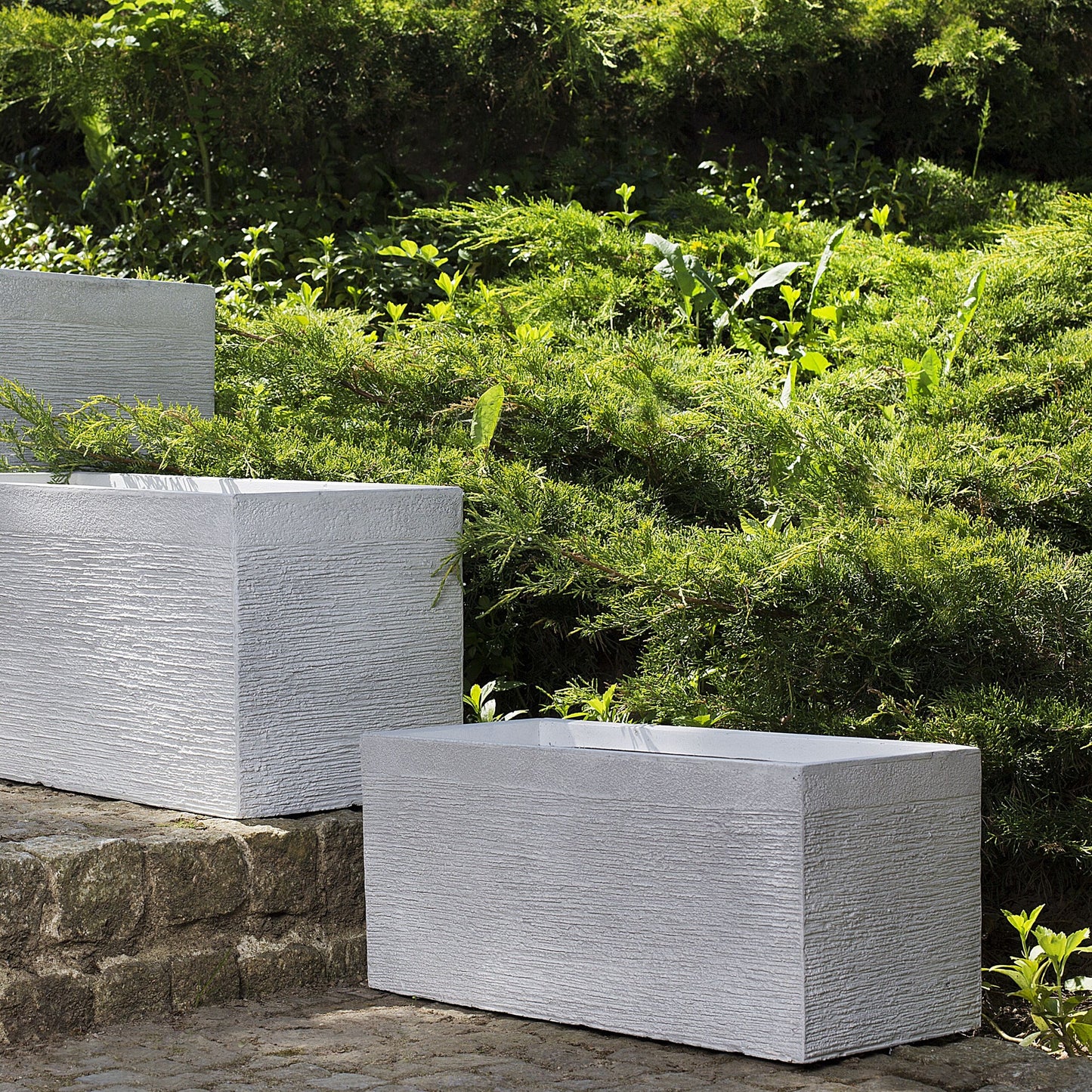 White Fibre Clay Rectangular Planter 50 x 23 x 24 Indoor Outdoor