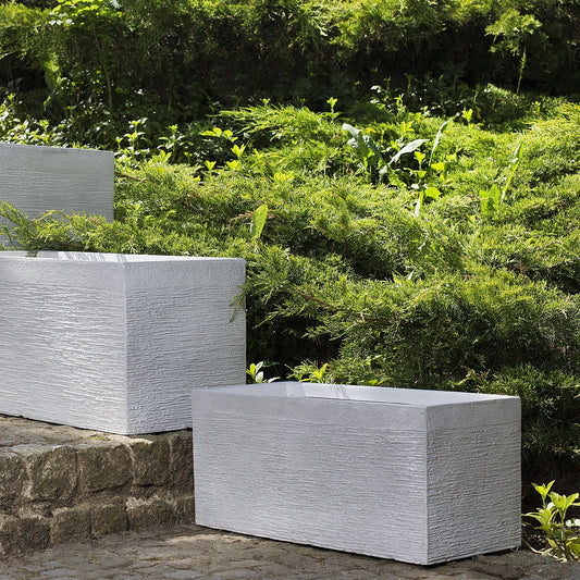 White Fibre Clay Rectangular Planter 50 x 23 x 24 Indoor Outdoor
