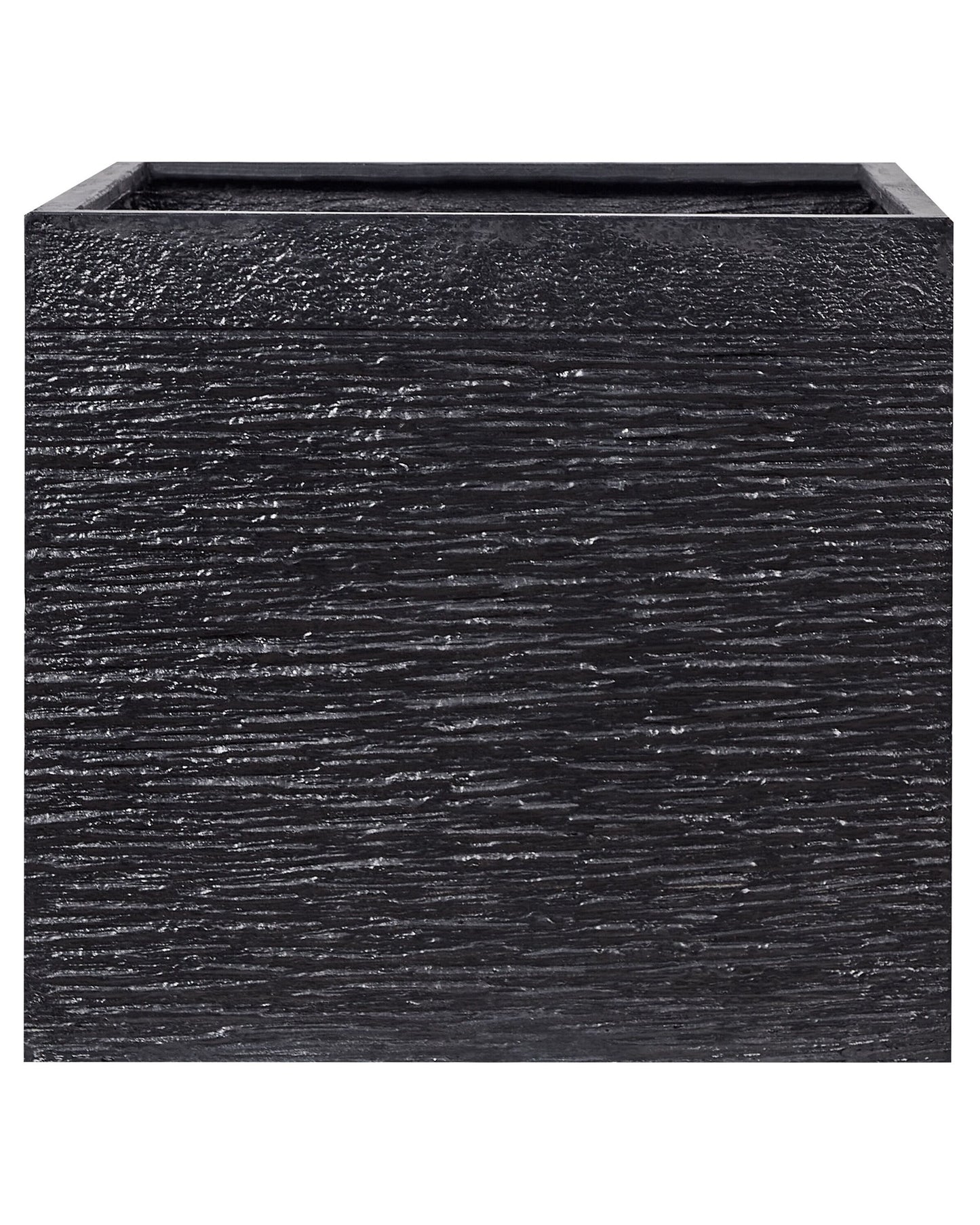 Solid Black Fibre Clay Square Planter UV Resistant 50 x 48cm