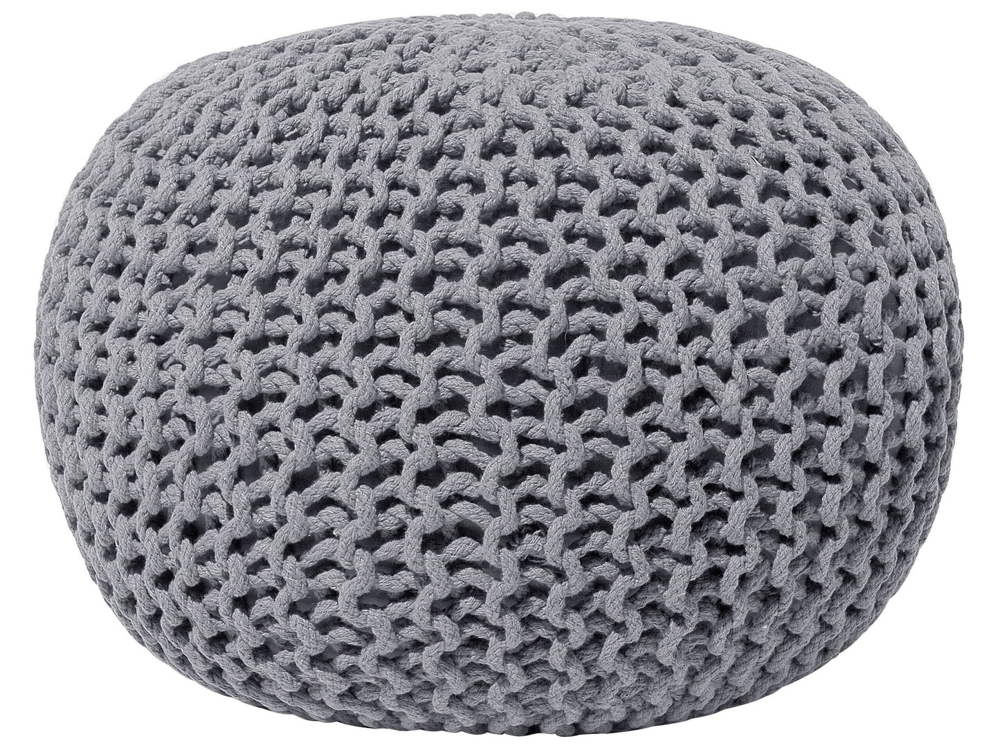 Pouf Ottoman Dark Grey Knitted Cotton EPS Beads 50 x 35cm