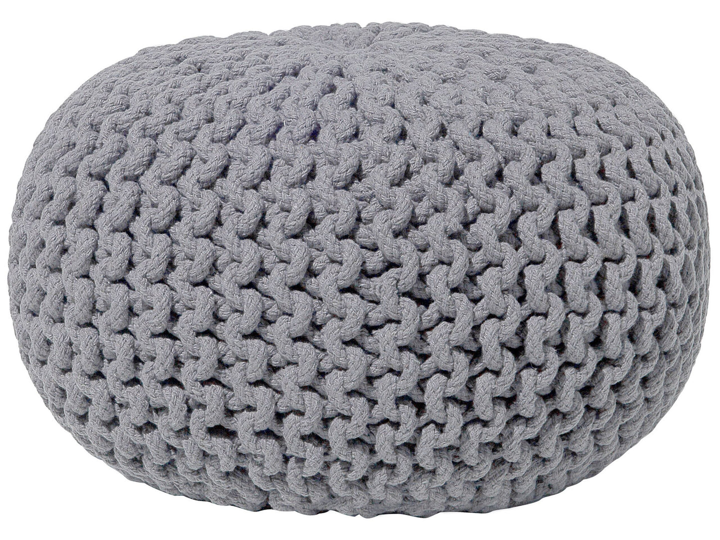 Dark Grey Knitted Pouf Ottoman 40 x 25cm Footstool