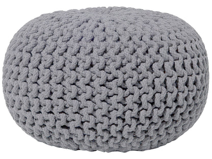 Dark Grey Knitted Pouf Ottoman 40 x 25cm Footstool