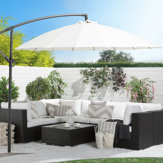 Cantilever Garden Parasol White Aluminium Frame With Polyester Canopy 235 x 268 x 268cm Modern Outdoor Furniture