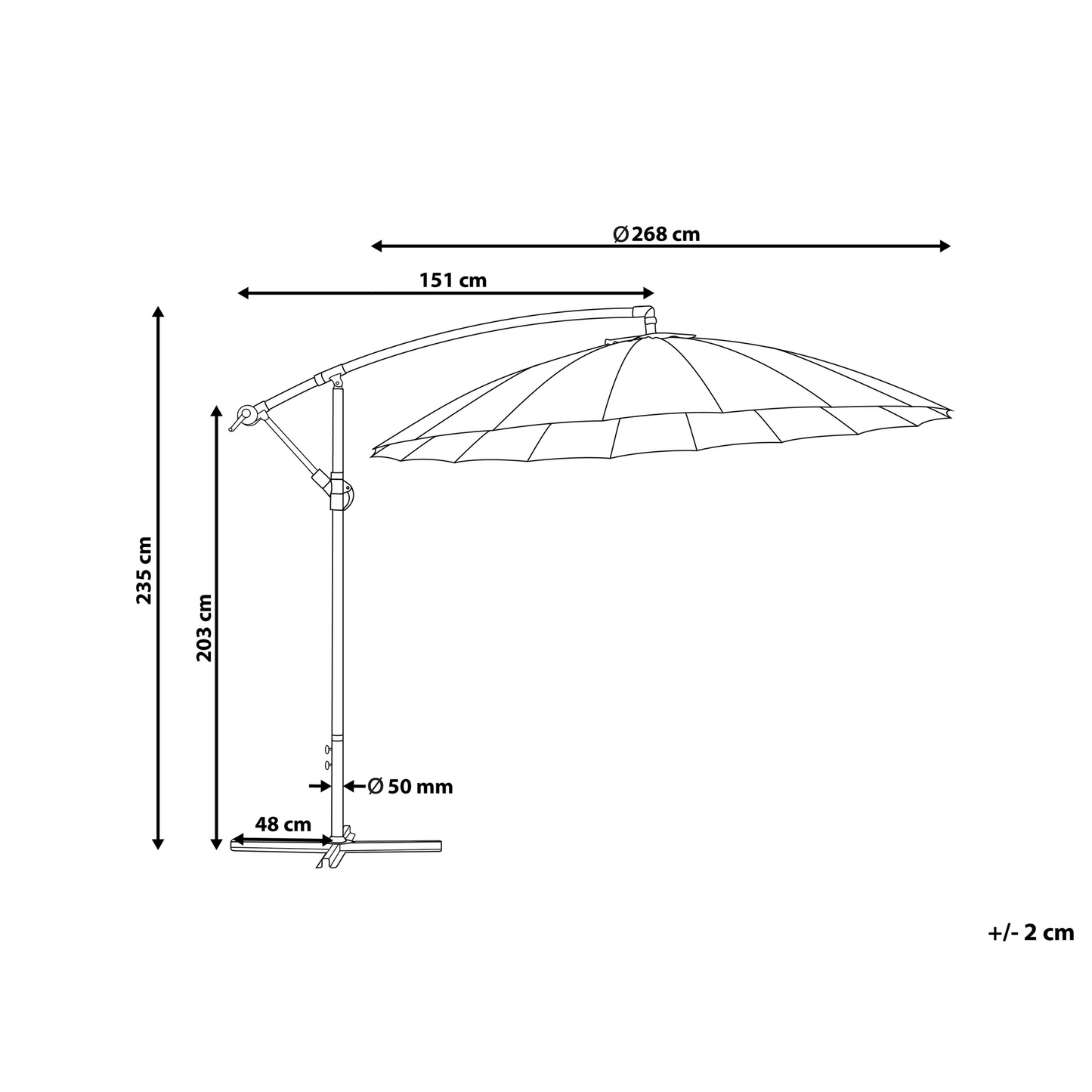 Cantilever Garden Parasol White Aluminium Frame With Polyester Canopy 235 x 268 x 268cm Modern Outdoor Furniture