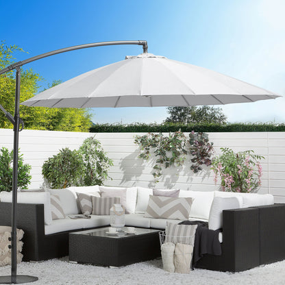 Cantilever Garden Parasol Light Grey Aluminium Frame Polyester Canopy