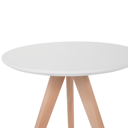 Nest Of 3 Tables White Tops With Light Wood Tripod Base