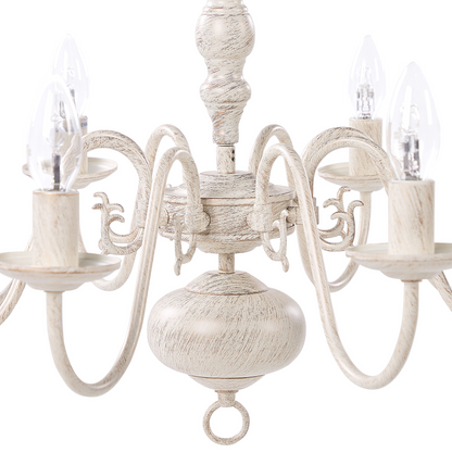 Lighting Pendant Lamp 8 Light White And Gold Iron Glam Vintage
