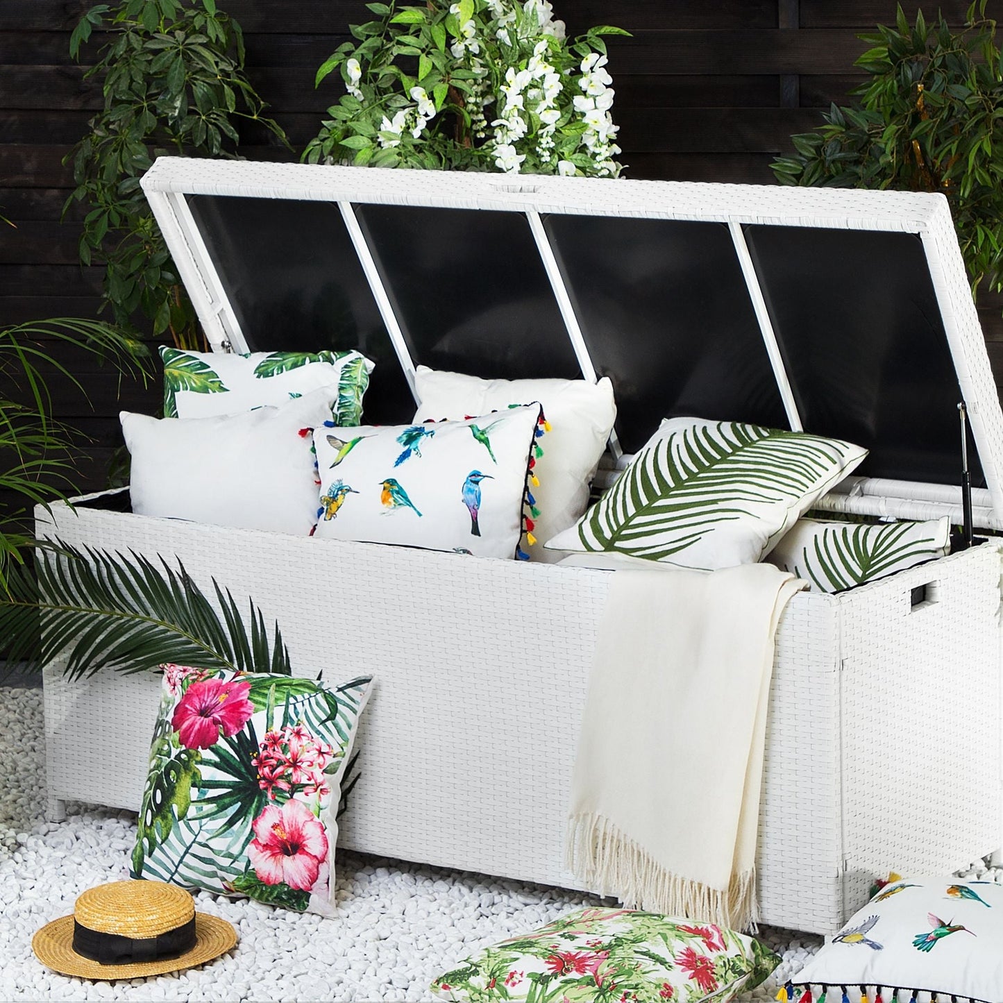 White Faux Outdoor Storage Box 158 x 63cm