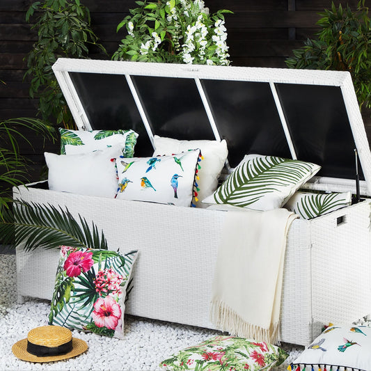 White Faux Outdoor Storage Box 158 x 63cm