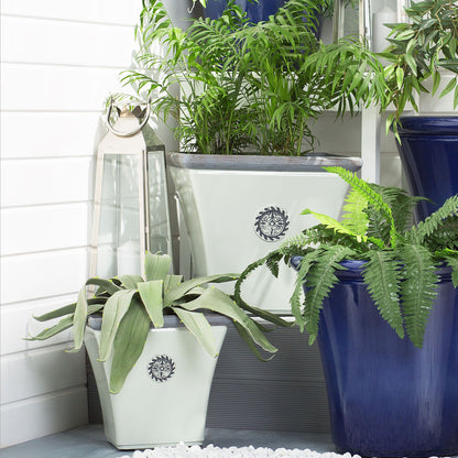 Stone Pot Planter White Outdoor All Weather 32 X 31cm Square UV Resistant