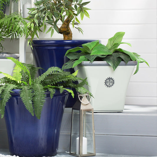 All Weather White Outdoor Plant Pot Planter Square 37 x 35cm UV Resistant