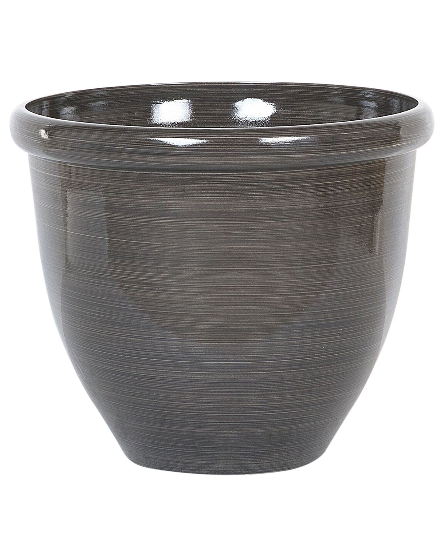 Solid Brown All Weather Round Polyresin Planter 44cm