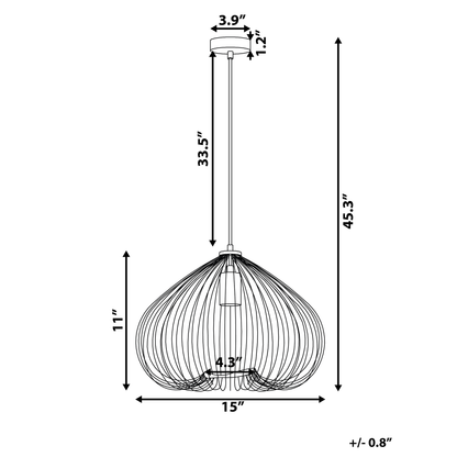 Gold 1-Light Pendant Cage Wire Shade Industrial Lighting