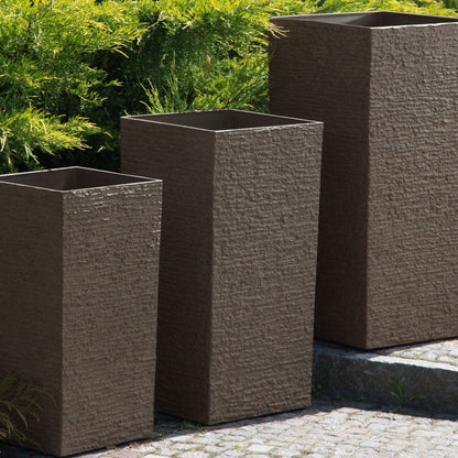 Verdant Stone Tall Plant Pot Brown Stone 70cm Indoor Outdoor