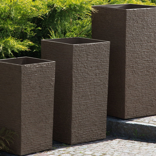 Verdant Stone Tall Plant Pot Brown Stone 70cm Indoor Outdoor