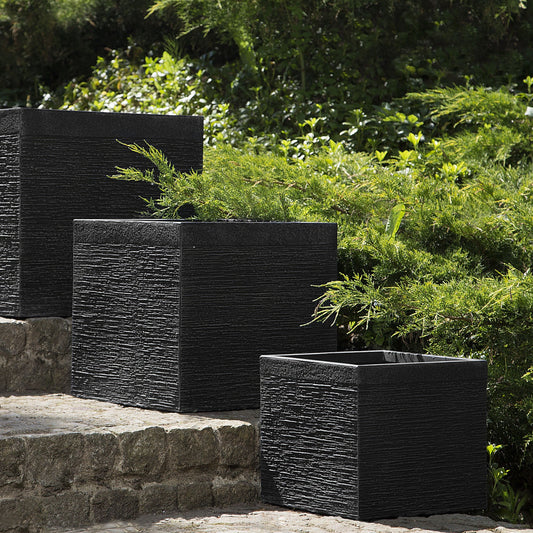 Black Fibre Clay Square Plant Pot 40 x 38cm UV Resistant