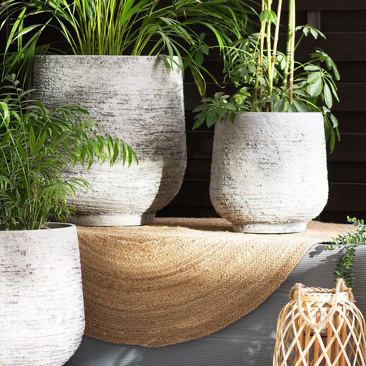 Plant Pot Grey Fibre Clay 37 x 32cm All Weather