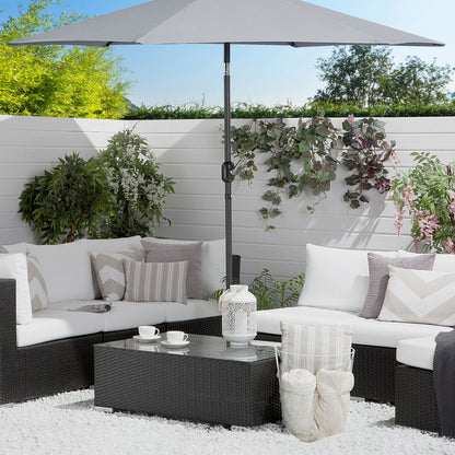 Garden Sun Parasol Grey Fabric 230cm Weather Resistant