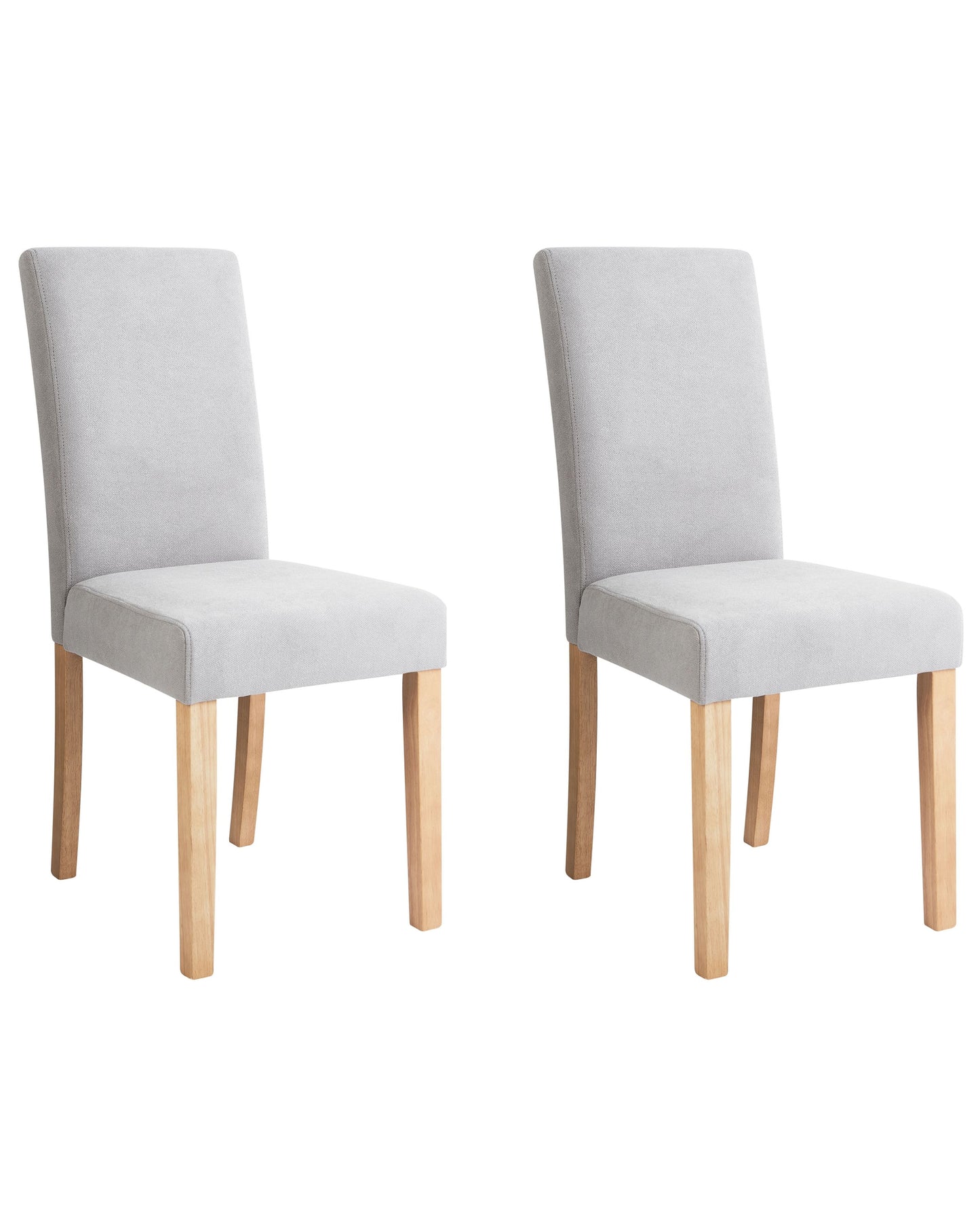Modern Grey Fabric Dining Chairs Set Of 2 With Wooden Legs For Kitchen Or Dining Room