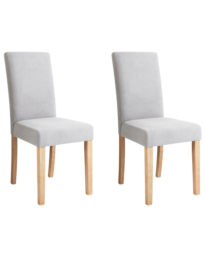 Modern Grey Fabric Dining Chairs Set Of 2 With Wooden Legs For Kitchen Or Dining Room