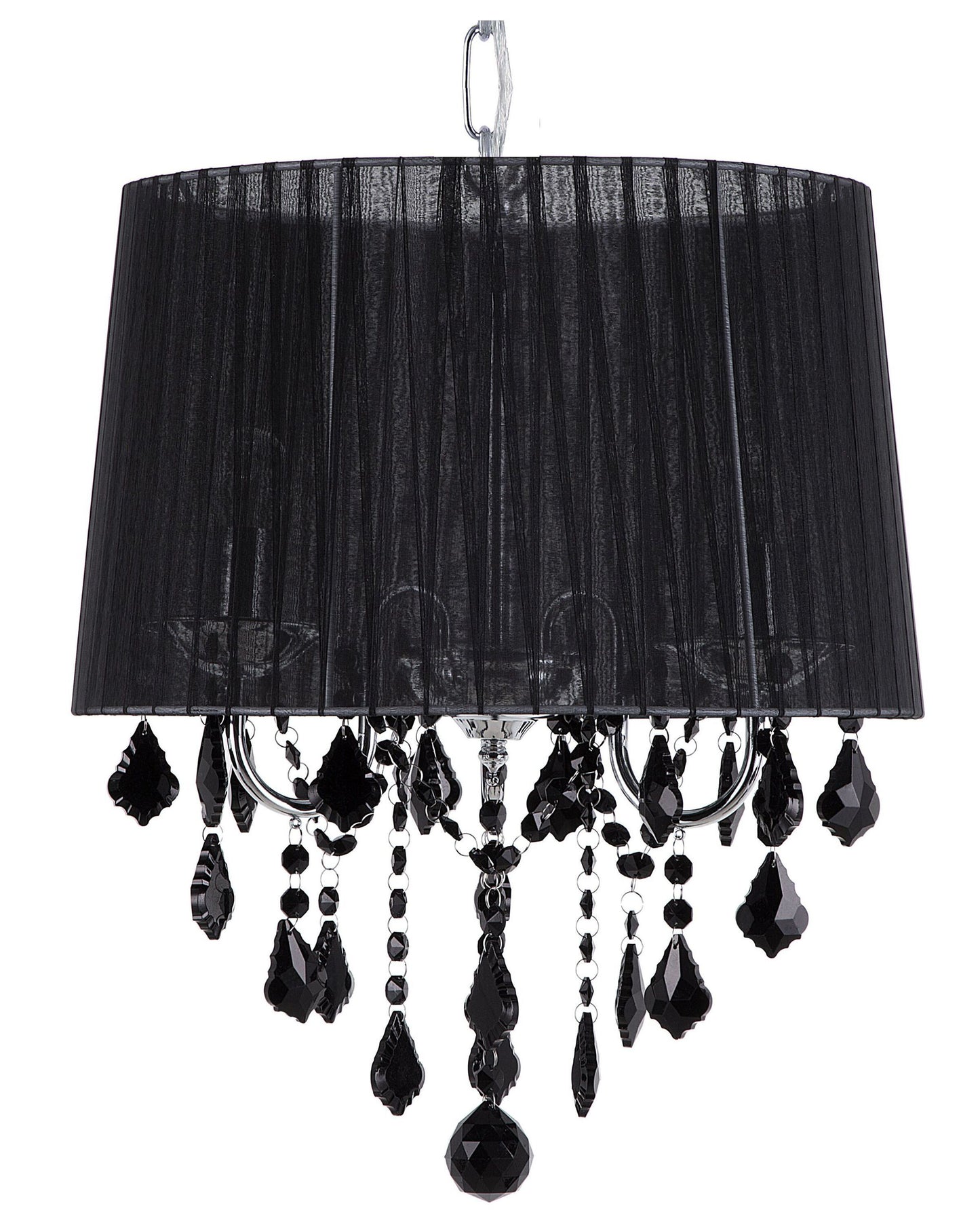 Pendant Lamp Silver Black Crystal Chandelier With 3 Lights