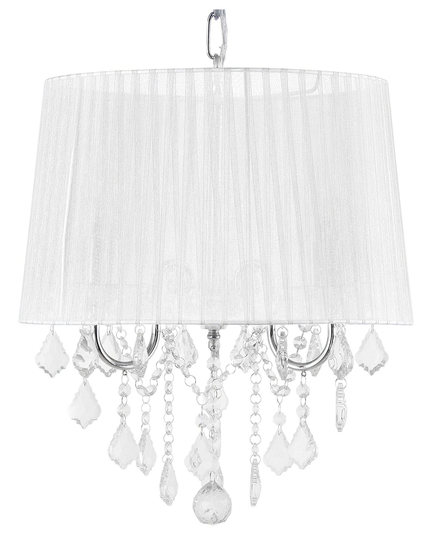 Glamora Pendant Lamp White Grey Crystal Chandelier 3 Lights