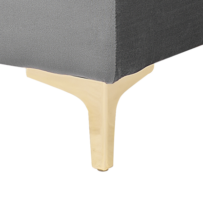 Home Velvet Tufted Ottoman Grey With Gold Legs