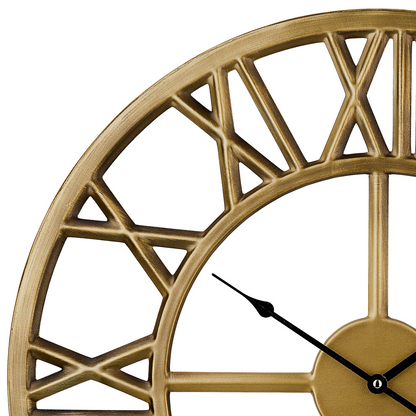 Timely Wall Clock Gold Iron Frame Classic Roman Numerals 61cm