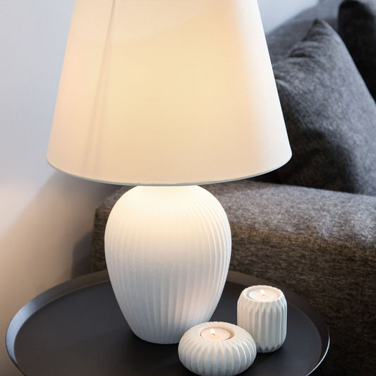 Ceramic Table Lamp White 52cm Empire Shade Retro Bedside