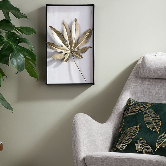 Home Gold Leaf Metal Wall Art - Modern Botanical Decor