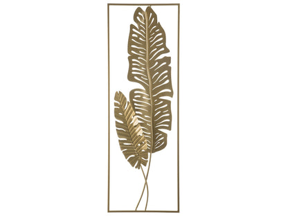 Artisan Accents Feather Metal Wall Art Open Rectangle Frame With Gold Finish Modern Style