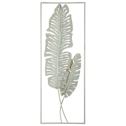 Artisan Accents Feather Metal Wall Art Open Rectangle Frame With Gold Finish Modern Style
