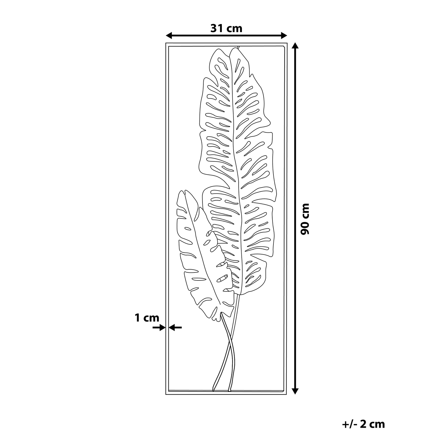 Artisan Accents Feather Metal Wall Art Open Rectangle Frame With Gold Finish Modern Style
