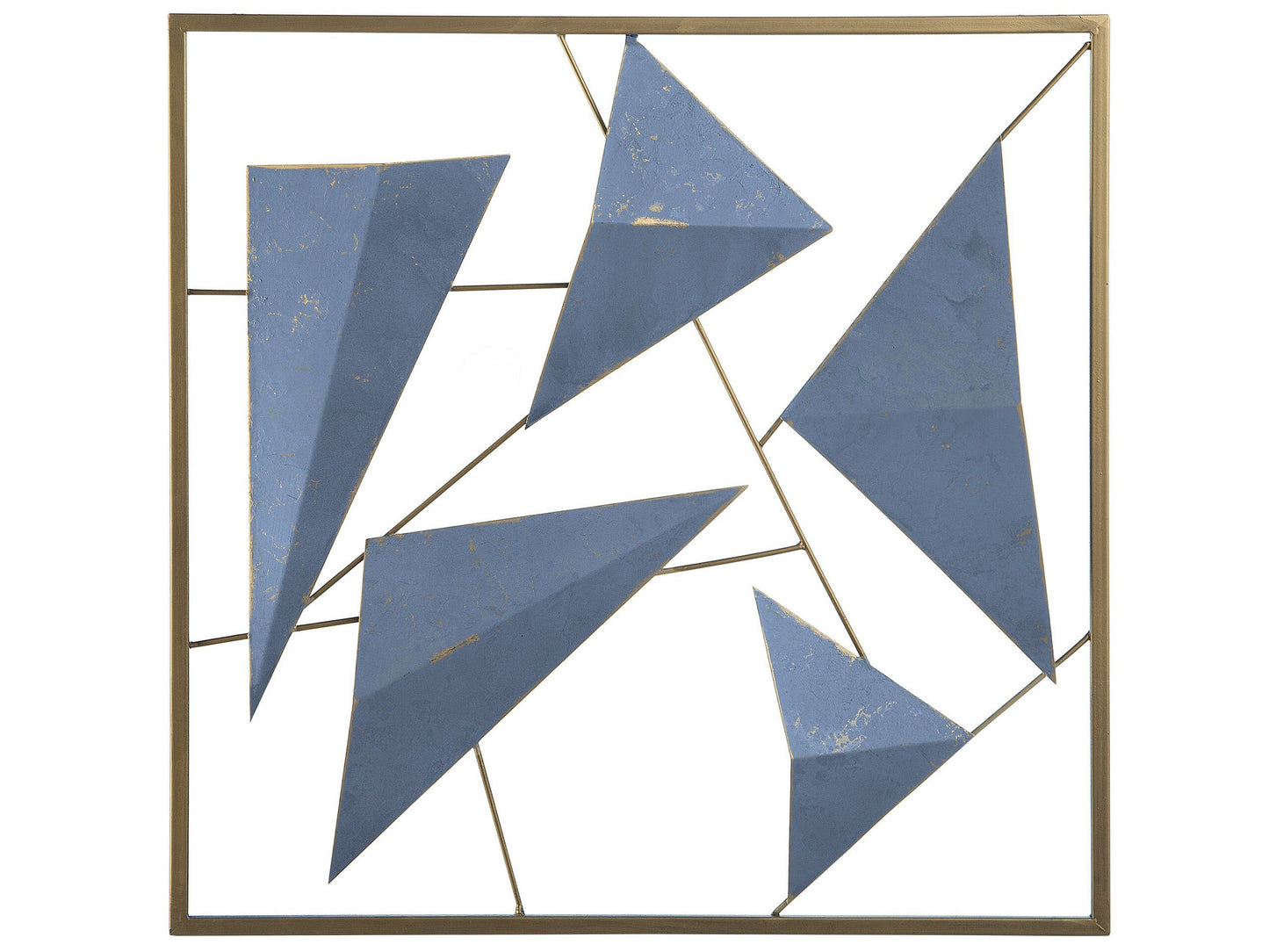 3D Geometric Wall Art Blue and Gold Handmade Coastal Charm